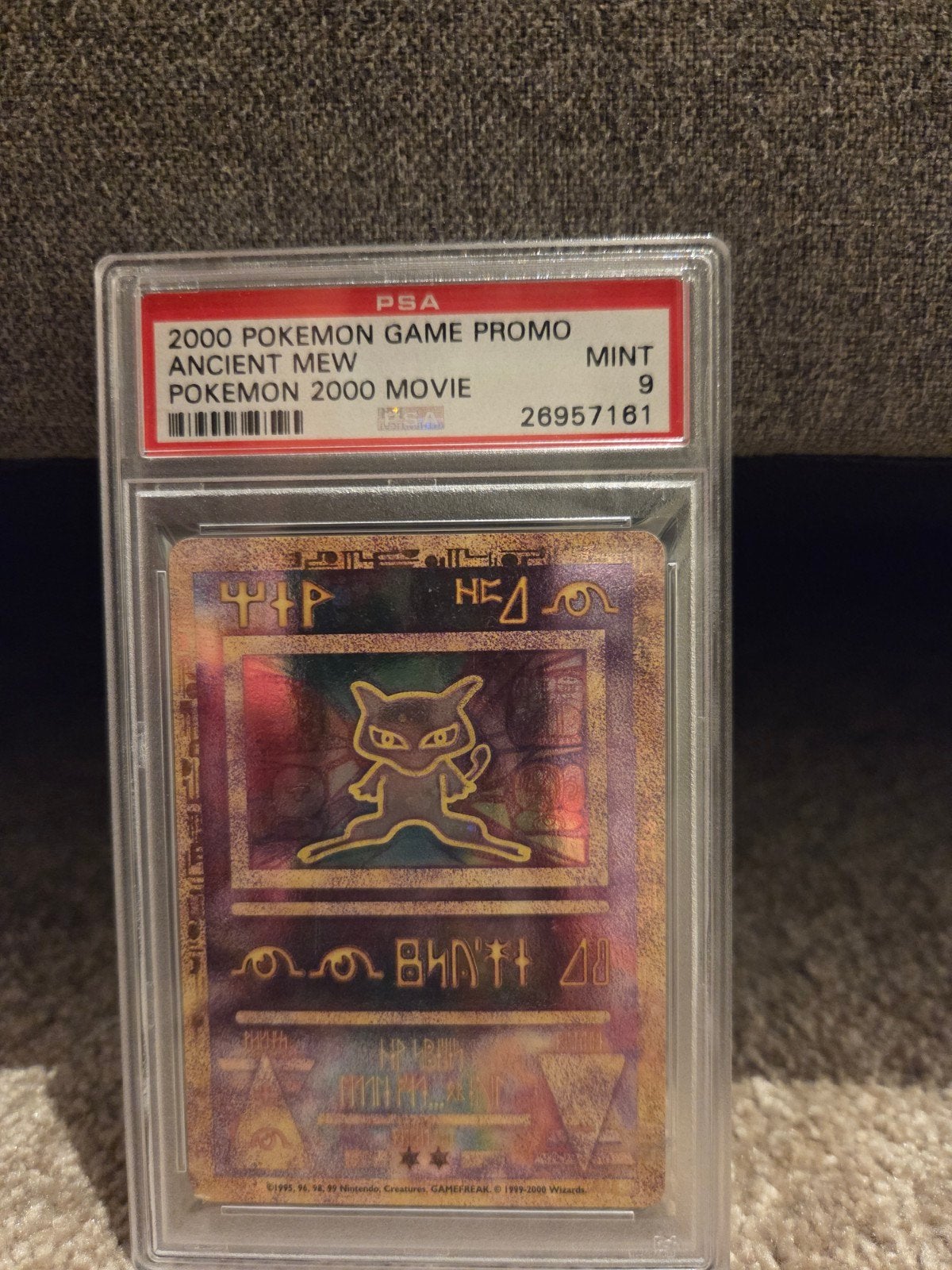 Ancient Mew Pokémon Kaart PSA 9 MINT - 2000 Movie Promo, Ophalen of Verzenden, Zo goed als nieuw, Losse kaart, Foil