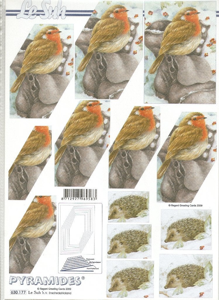 v7 knipvel le suh 630.177 vogels egels roodborstje pyramide, Ophalen of Verzenden, Nieuw, Dieren, Knipvel