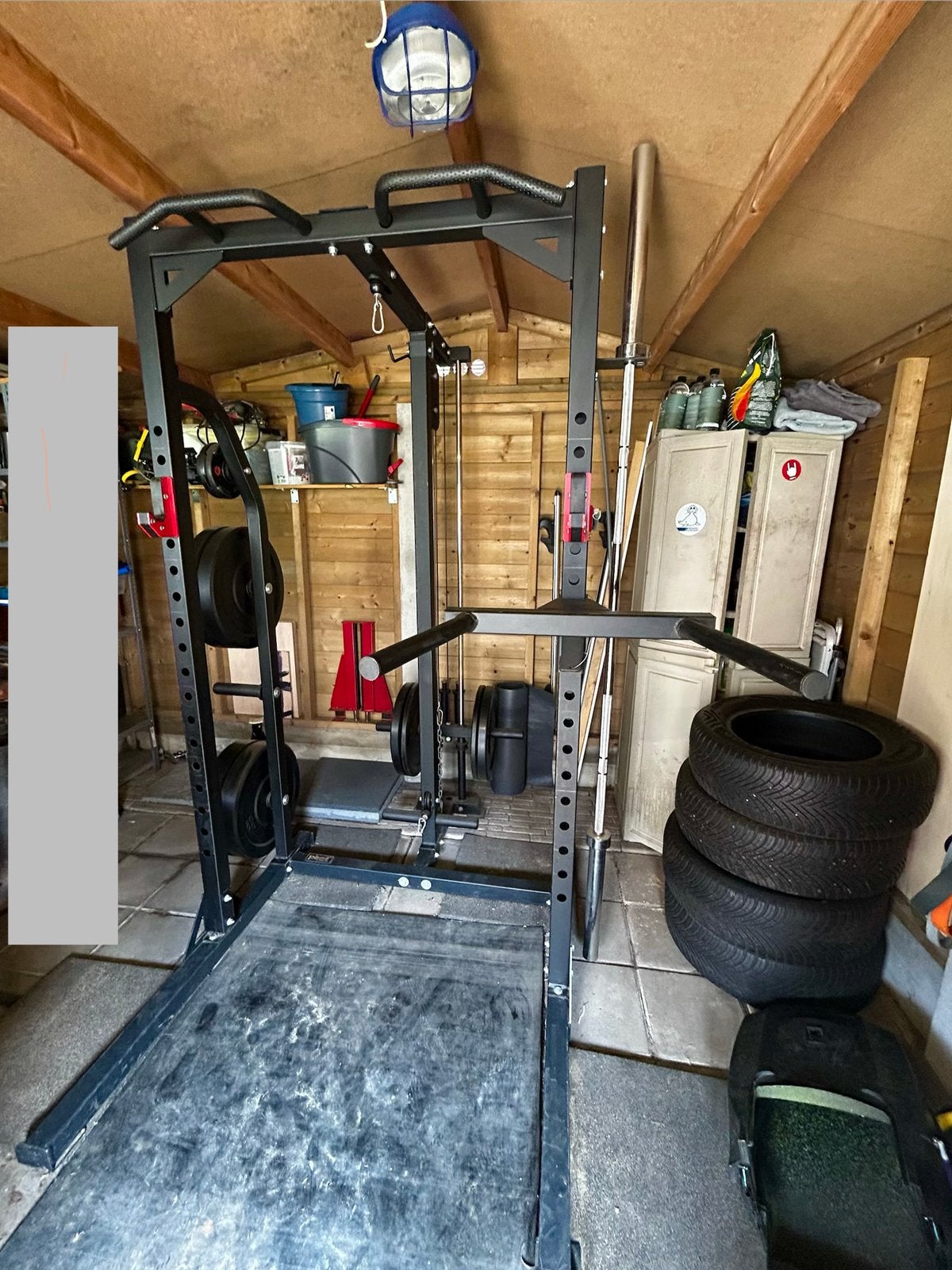 Compeet Pivot squat rack/pulley/120kg en accessoires te koop, Ophalen, Zo goed als nieuw, Overige typen