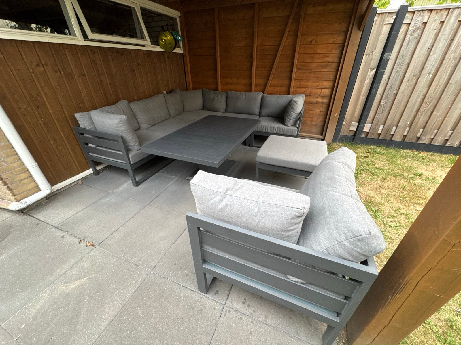 Barcelona Loungeset met extra tafel en extra zit - Fonteyn, Ophalen, Gebruikt, Meer dan 8 zitplaatsen, Aluminium