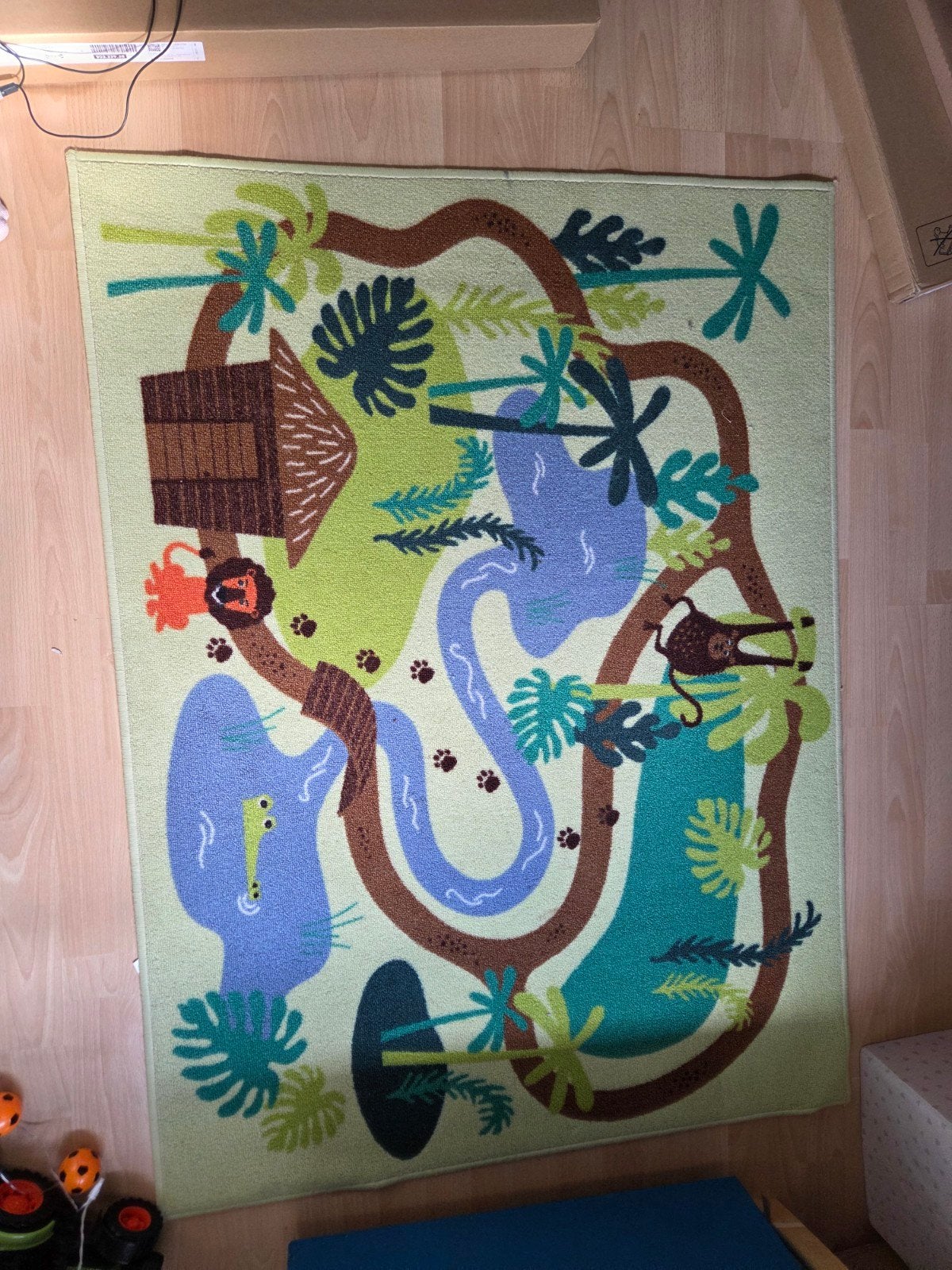 Vloerkleed kinderkamer jungle thema 135x101 cm, Ophalen, Groen, Zo goed als nieuw, Jungle thema