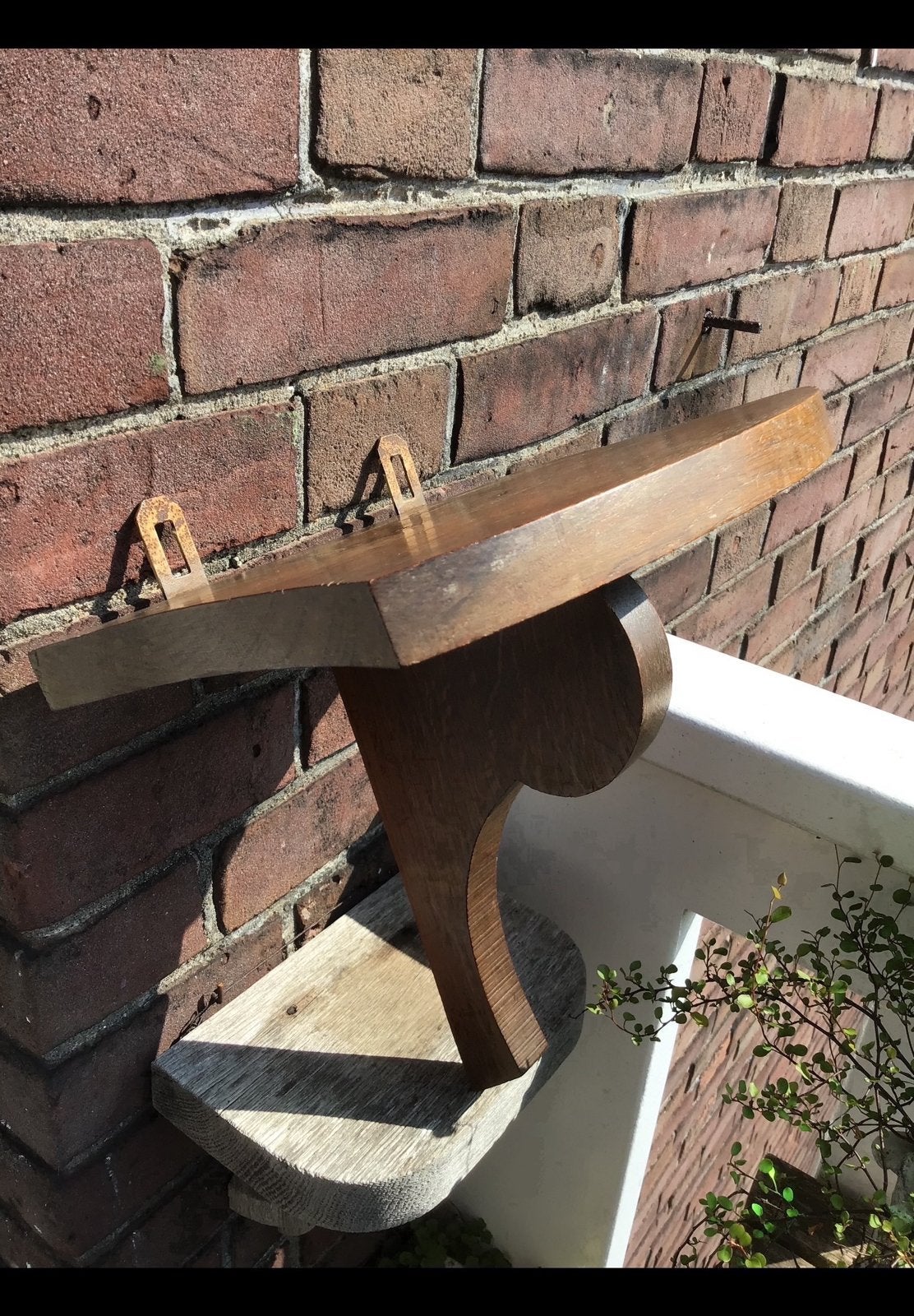 Massief eiken houten wandplank console ong 25 h x 28 cm. Oud, Ophalen of Verzenden