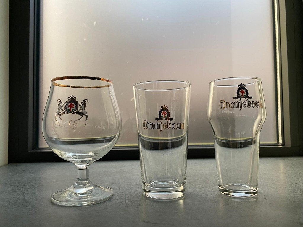 3 verschillende Oranjeboom bierglazen, Verzamelen, Ophalen of Verzenden, Zo goed als nieuw, Glas of Glazen, Oranjeboom