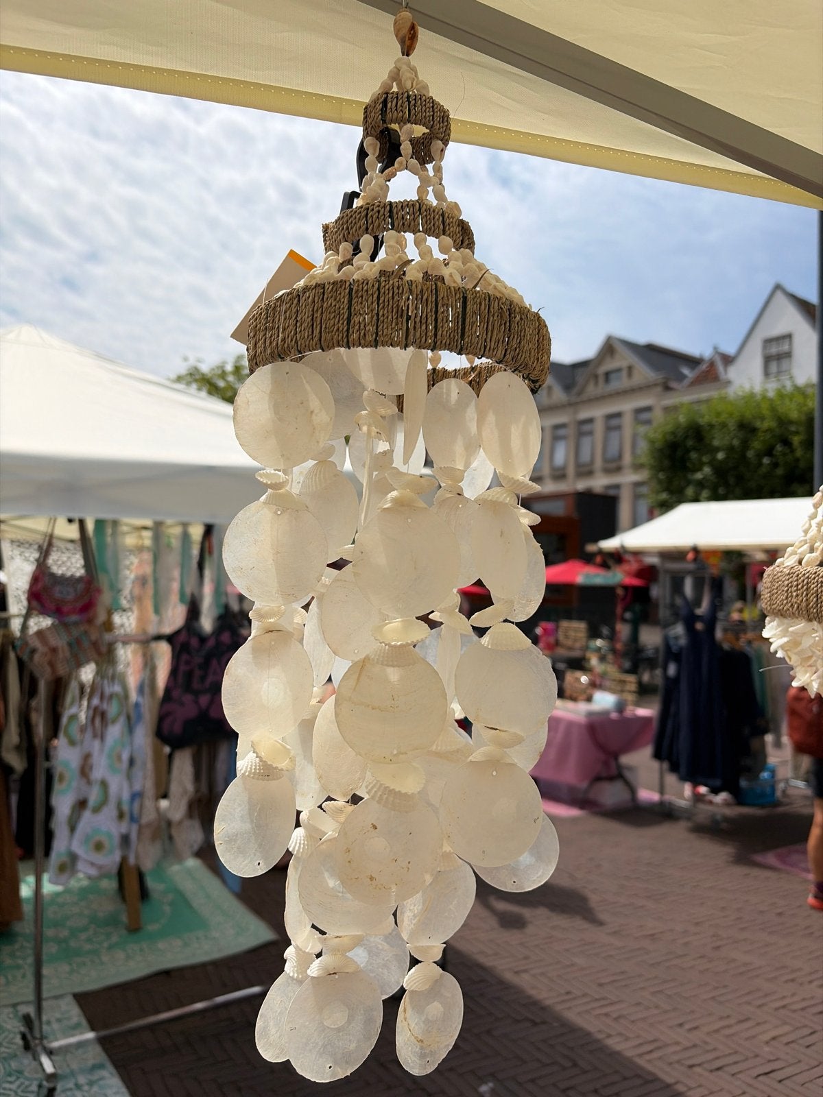 Capiz Schelpen Windgong - Natuurlijke Decoratie, Huis en Inrichting, Woonaccessoires | Overige, Boho, Nieuw, Ophalen of Verzenden