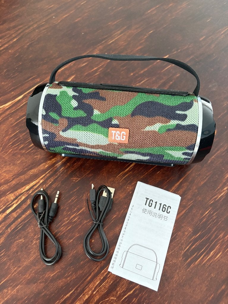 TG116C Draagbare Bluetooth Speaker Camouflage  klinkt Goed, Overige merken, Onbekend, Ophalen of Verzenden, Zo goed als nieuw