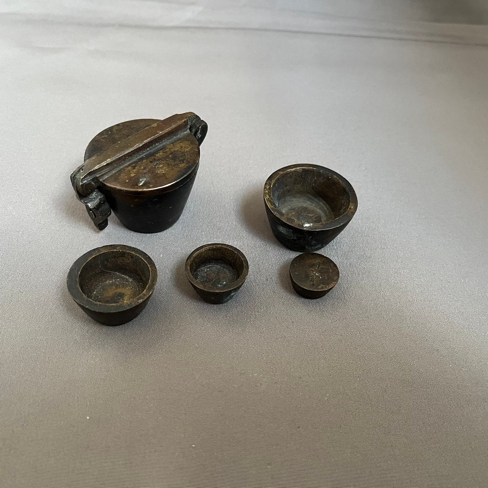 Antiek Metrisch Sluitgewicht / Nestgewicht Messing (19e eeuw, Ophalen of Verzenden