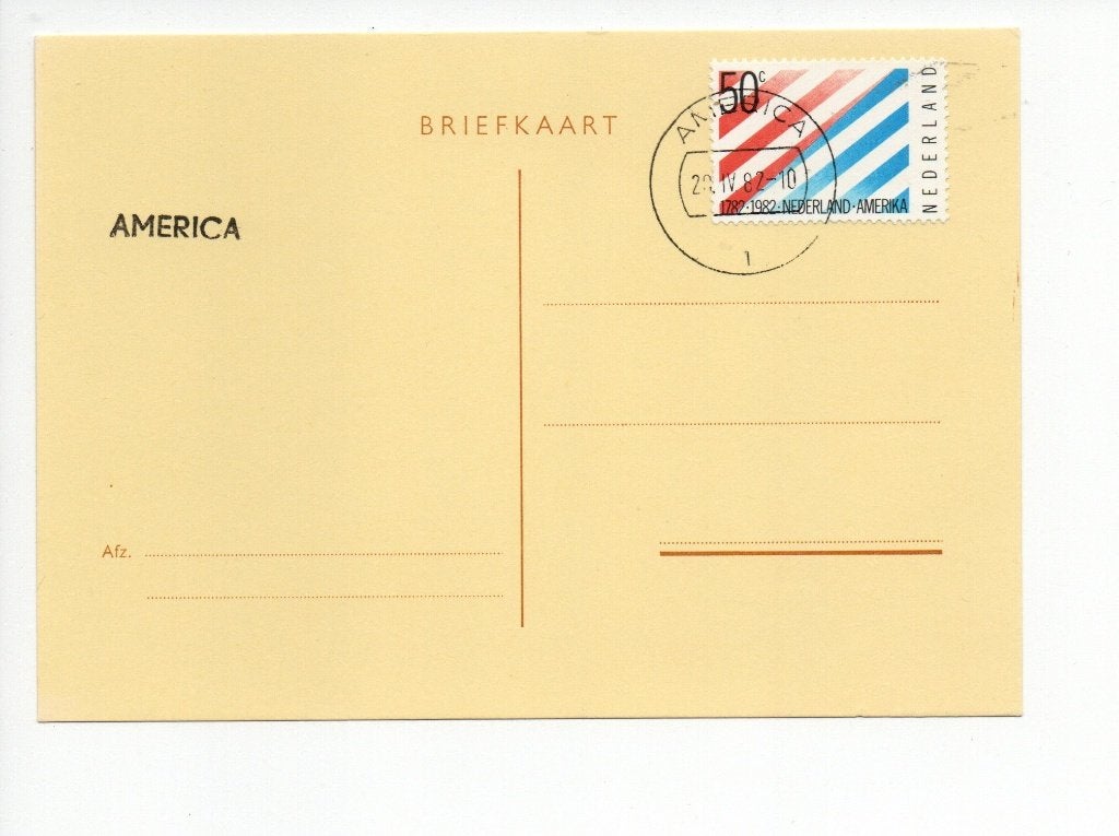 Briefkaart Amerika 1982 - Nederland-Amerika 50c, Postzegels en Munten, Brieven en Enveloppen | Nederland, Ophalen of Verzenden