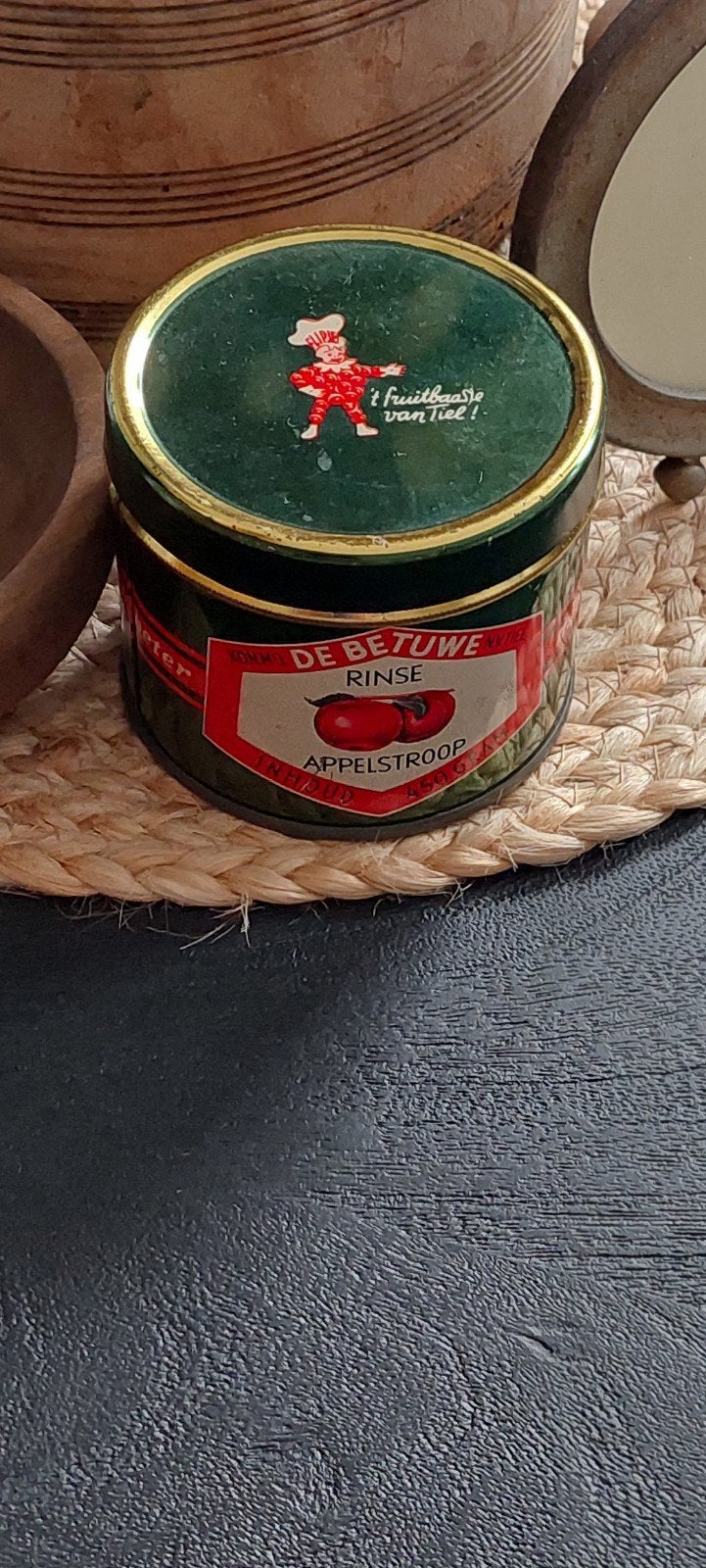 oud blikje flipje tiel DE  BETUWE Rinse appelstroop, Ophalen of Verzenden, Gebruikt, Overige