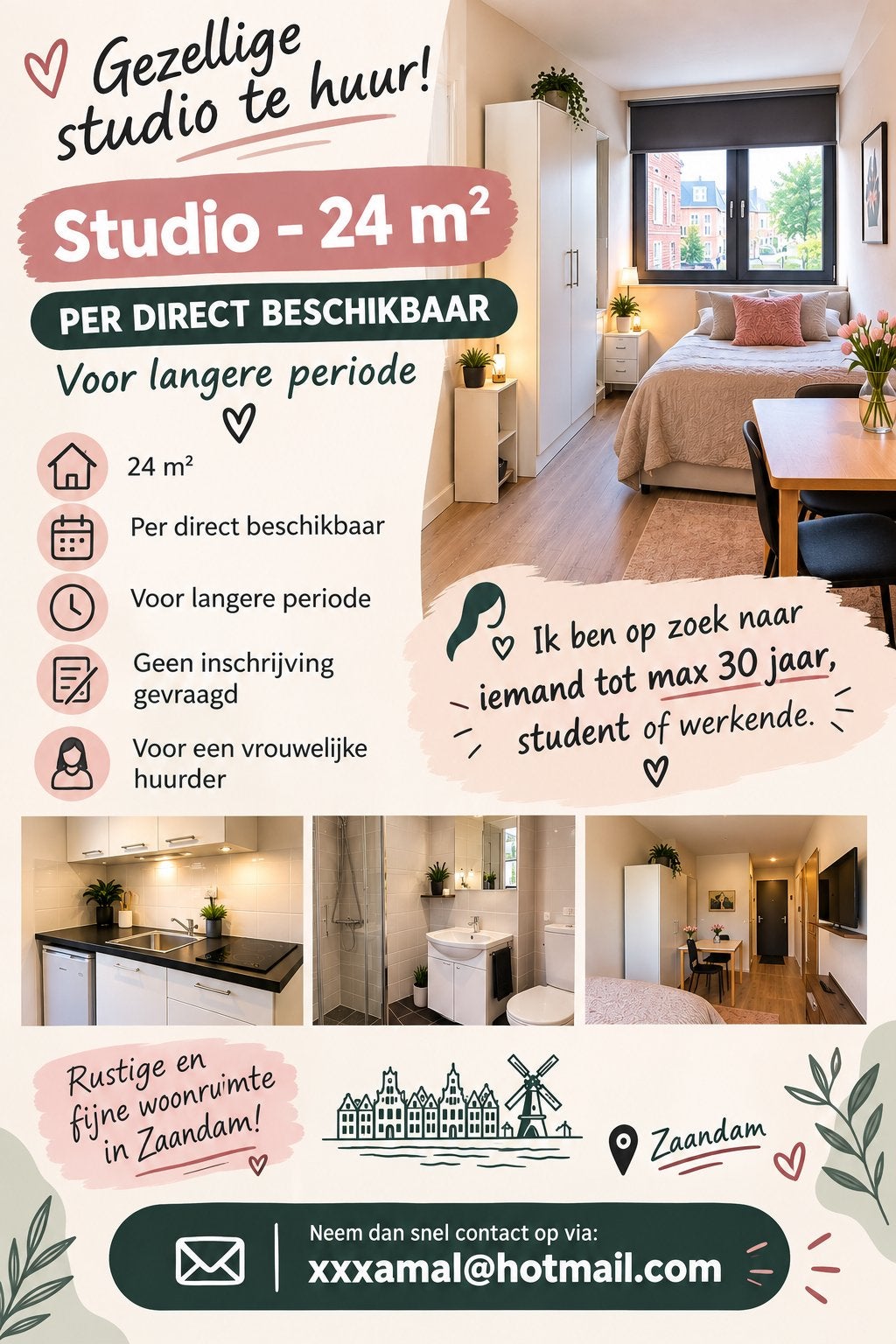 Studio aangeboden in Zaandam