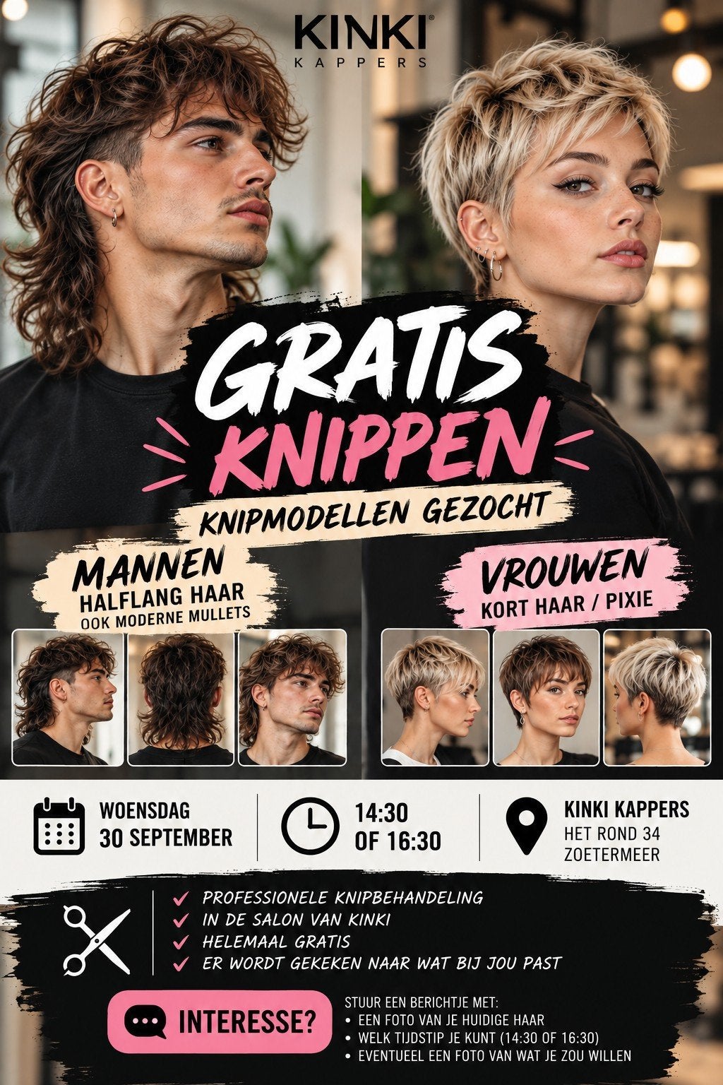 GRATIS knippen bij Kinki | Knipmodellen gezocht Zoetermeer, Tot en met 24 uur, Overige niveaus, Vanaf 3 jaar, Tijdelijk contract
