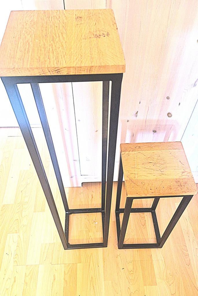Set van 2 industriële bijzettafels!, Huis en Inrichting, Minder dan 55 cm, Vierkant, Nieuw, Ophalen of Verzenden