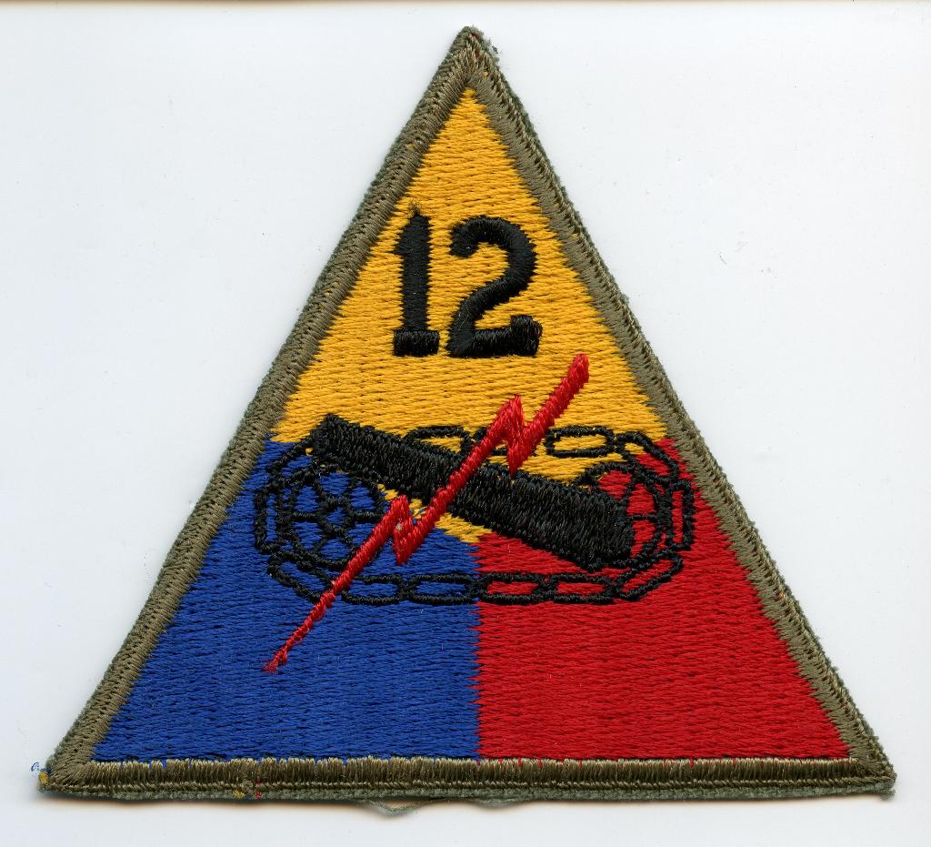 WO2 US 12th Armored Division Patch, Verzamelen, Militaria | Tweede Wereldoorlog, Ophalen of Verzenden, Landmacht, Amerika, Embleem of Badge