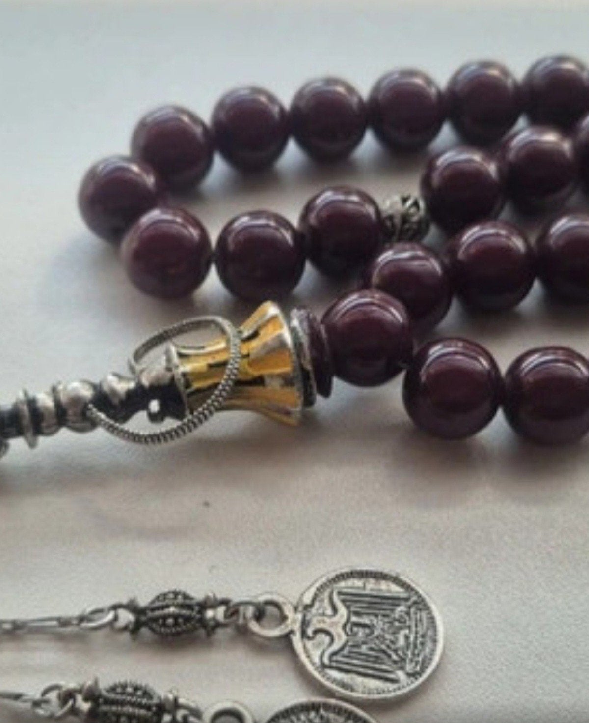 Mooie ronde bakeliet ketting met RWS waterpijp imaam, Sieraden, Tassen en Uiterlijk, Kettingen, Ophalen of Verzenden, Bruin, Overige materialen