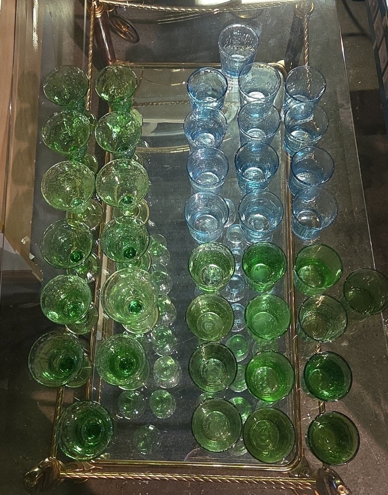 handgeblazen Biot Provence glaswerk glazen groen en blauw, Ophalen