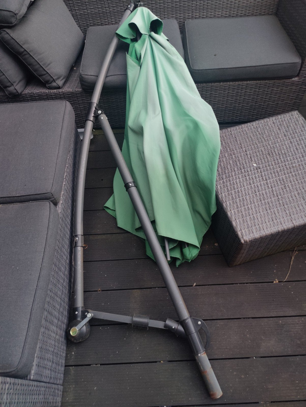 Zweefparasol met voet, Tuin en Terras, Parasols, Verstelbaar, Gebruikt, Zweefparasol, 2 tot 3 meter