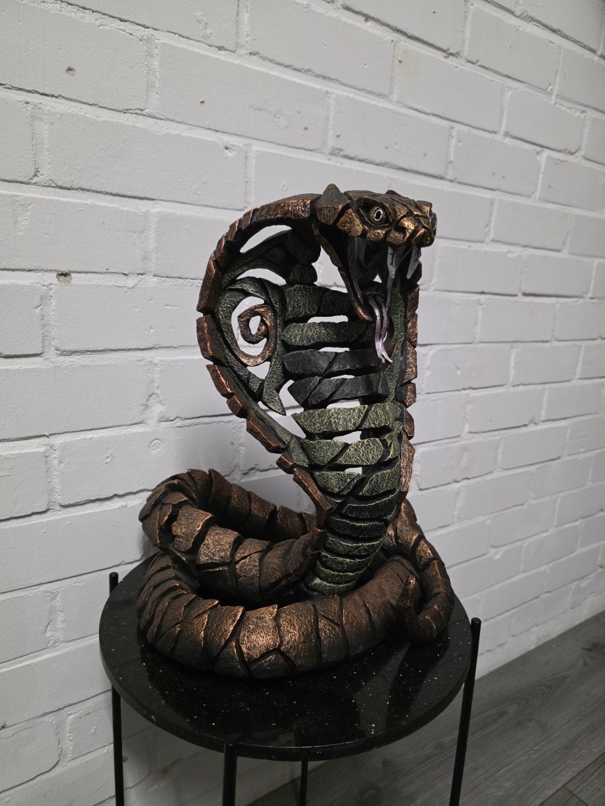 Unieke Cobra Slang Sculptuur - Handgemaakt Metaal, Overige onderwerpen, Ophalen of Verzenden, 20 - 50 cm, Beeld