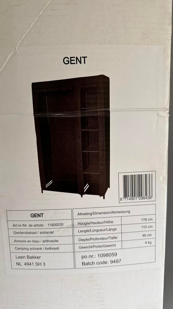 Leen Bakker kledingkast GENT, Huis en Inrichting, Kasten | Kledingkasten, Overige materialen, 100 tot 150 cm, Ophalen of Verzenden