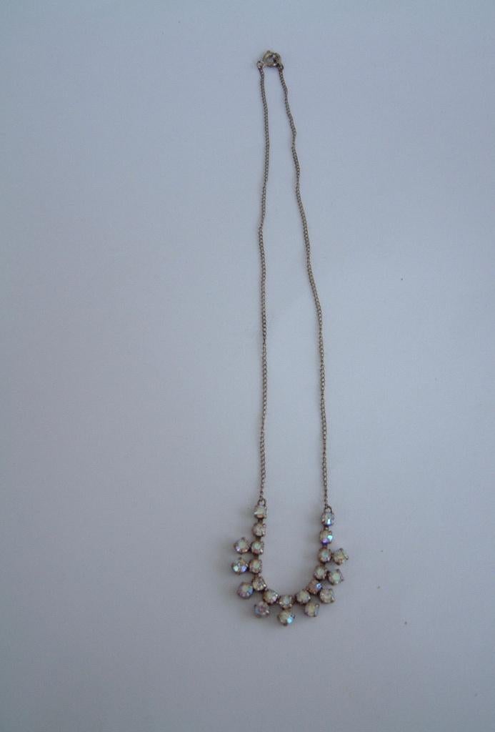 oude ketting ca 1950 -1960 met rijnsteen aurora borealis, Ophalen of Verzenden, Overige materialen