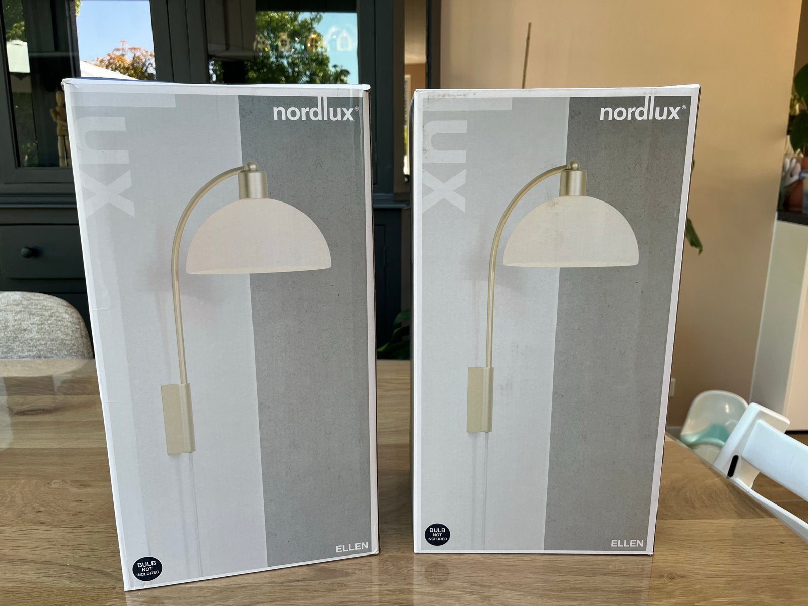 Nieuwe Nordlux Ellen wandlamp, goud/wit, nog in doos, Ophalen, Nieuw, Metaal