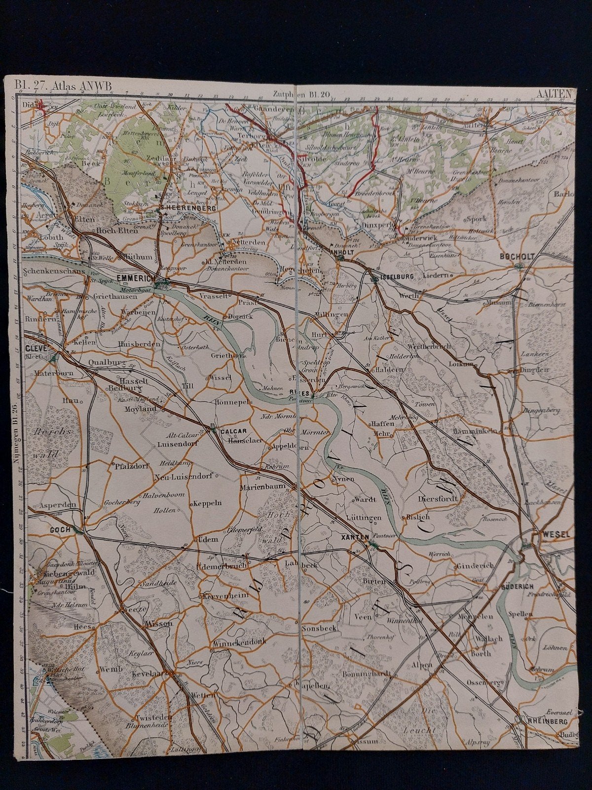 27 / Aalten en omgeving plattegrond uit Atlas ANWB uit 1920, Boeken, Gelezen, ANWB, Ophalen of Verzenden, Landkaart