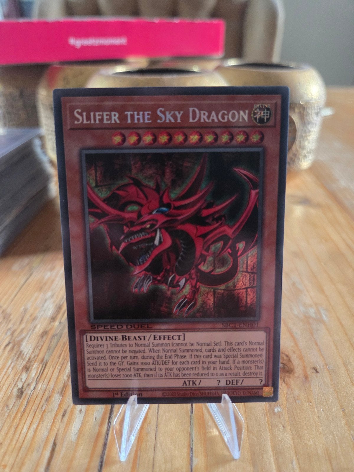 Slifer the Sky Dragon - Speed Duel SR01-EN010, Ophalen of Verzenden, Zo goed als nieuw, Losse kaart, Foil