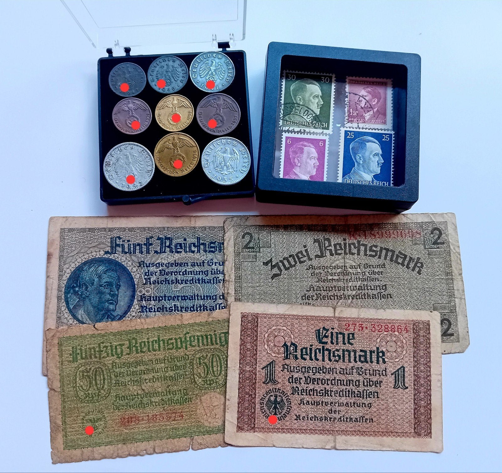 WO2 Set - Reichspfennig & Reichsmark Biljetten & Zeg, Ophalen of Verzenden, Duitsland, Setje