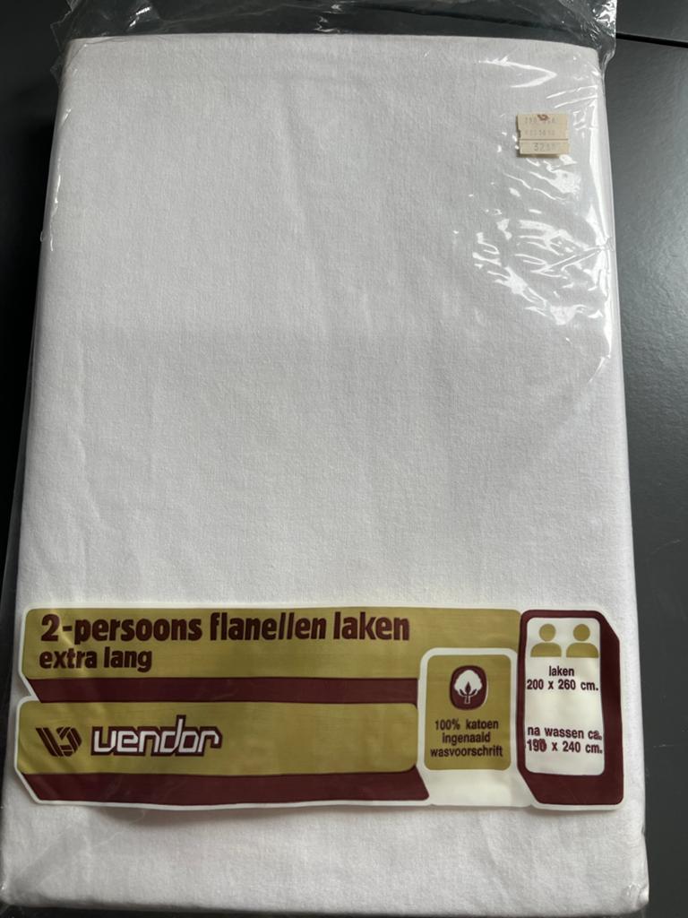 Retro Vendor 2-persoons flanellen laken extra lang, Ophalen of Verzenden, Wit, Hoeslaken of Sloop, Nieuw