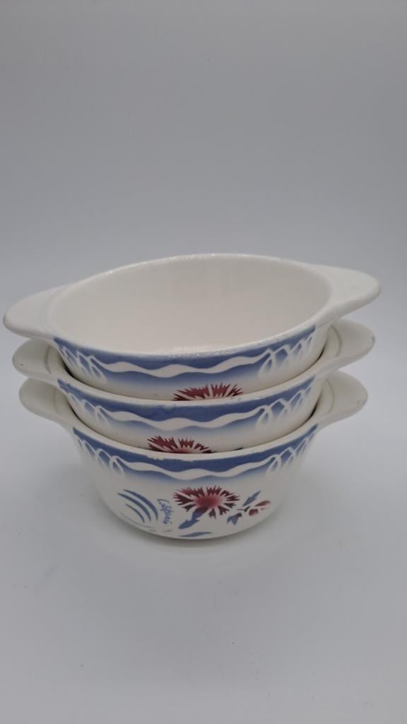 Set van 3 Petrus Regout soepkommen California model 43, Antiek en Kunst, Antiek | Servies los, Ophalen of Verzenden