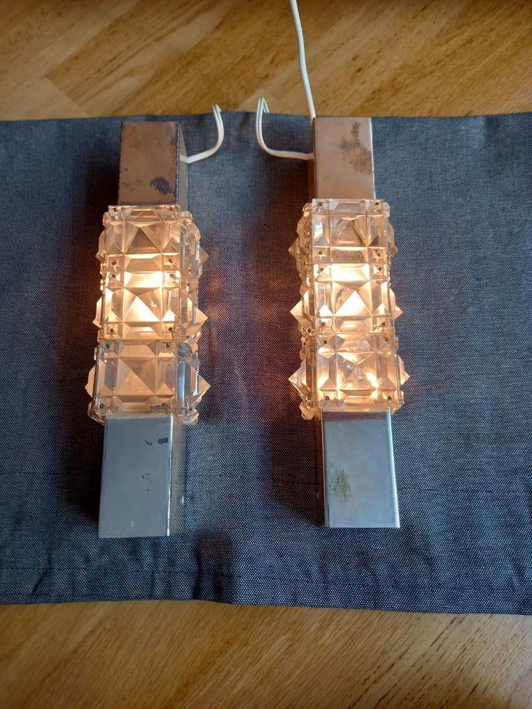 Art Deco style wandlampen, vintage 50er/60er jaren., Huis en Inrichting, Lampen | Wandlampen, Verzenden, Gebruikt, Glas, Art Deco, vintage, midcentury jaren '50/'60