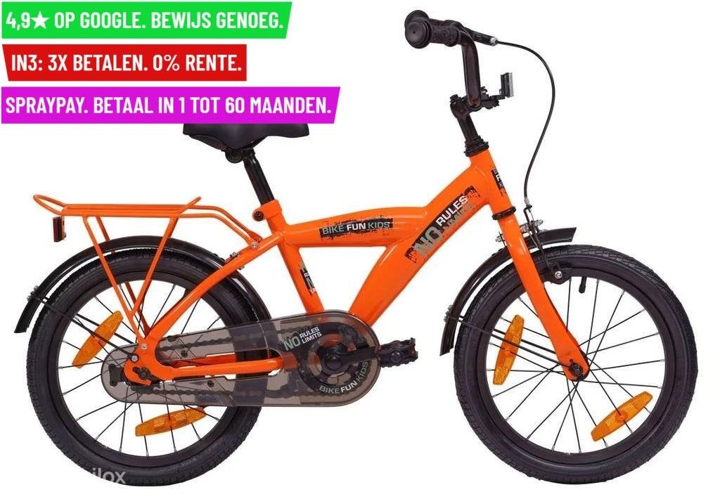 +Jongensfiets BikeFun No Rules Boys, oranje/18"/1ver - Garan