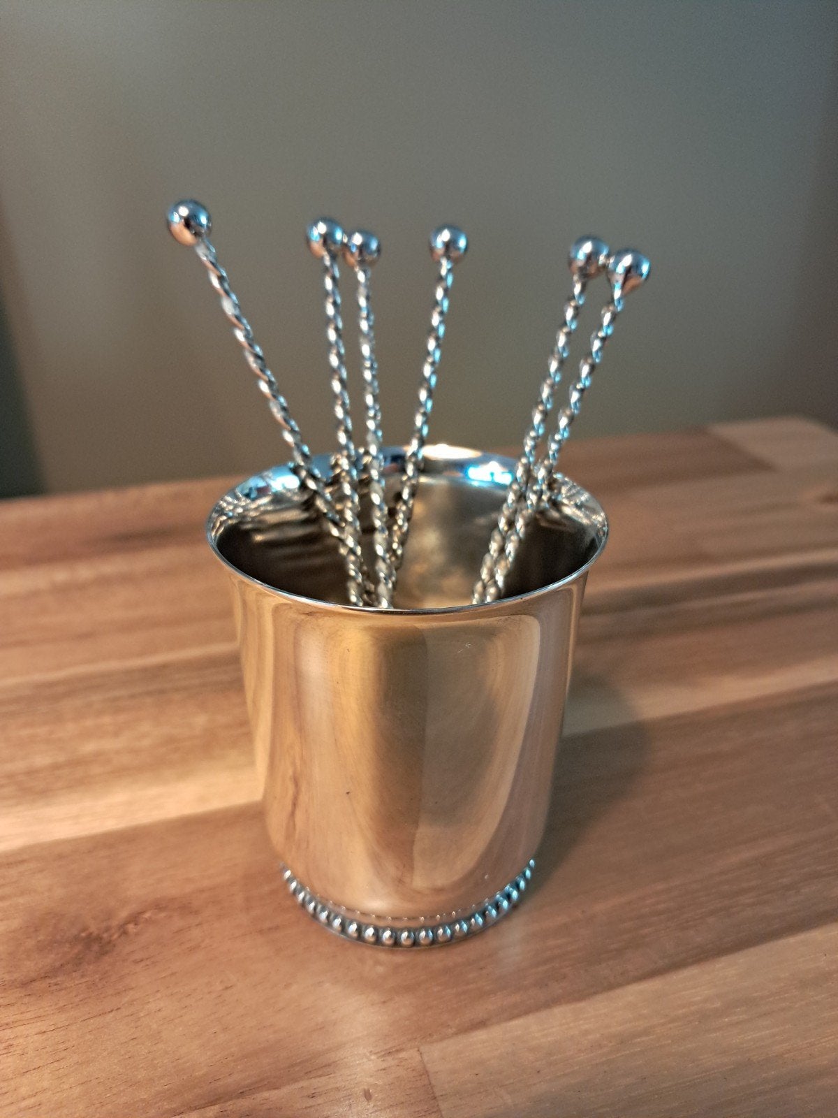 Verzilverd lepeltjes setje met gedraaide steel, Ophalen of Verzenden