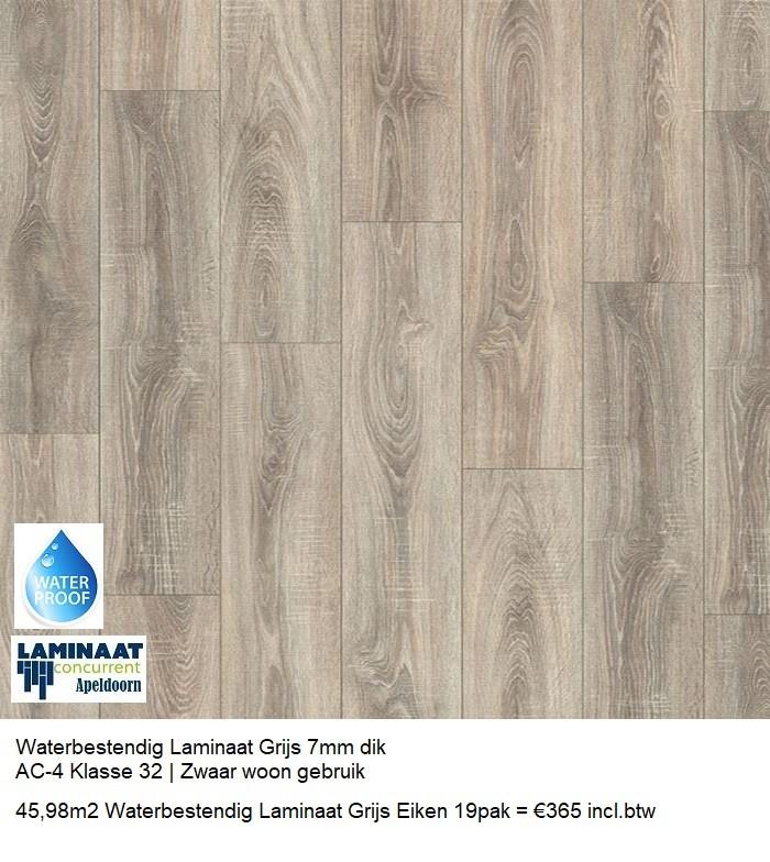 45,98m2 Waterbestendig Laminaat Grijs Eiken 19pak = €365, Ophalen, Nieuw, 25 tot 50 m², Waterbestendig laminat vloer grijs