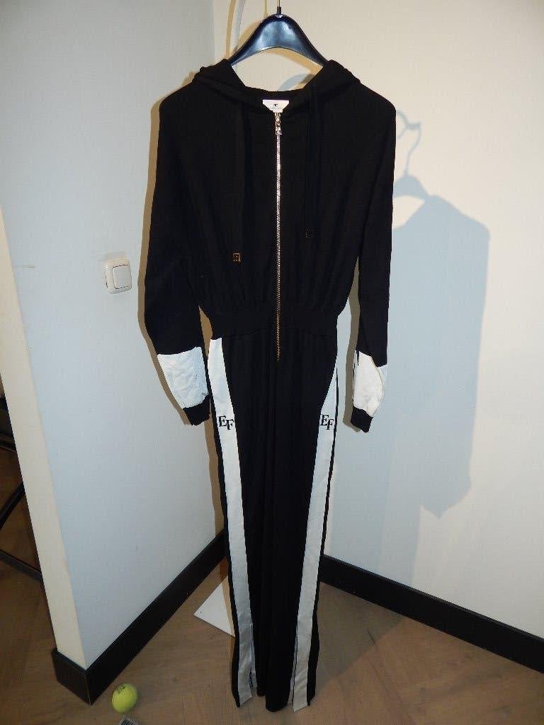 Elisabetta Franchi gebreide jumpsuit zwart wit merk IT 46, Kleding | Dames, Maat 38/40 (M), Zwart, Gedragen, Elisabetta Franchi