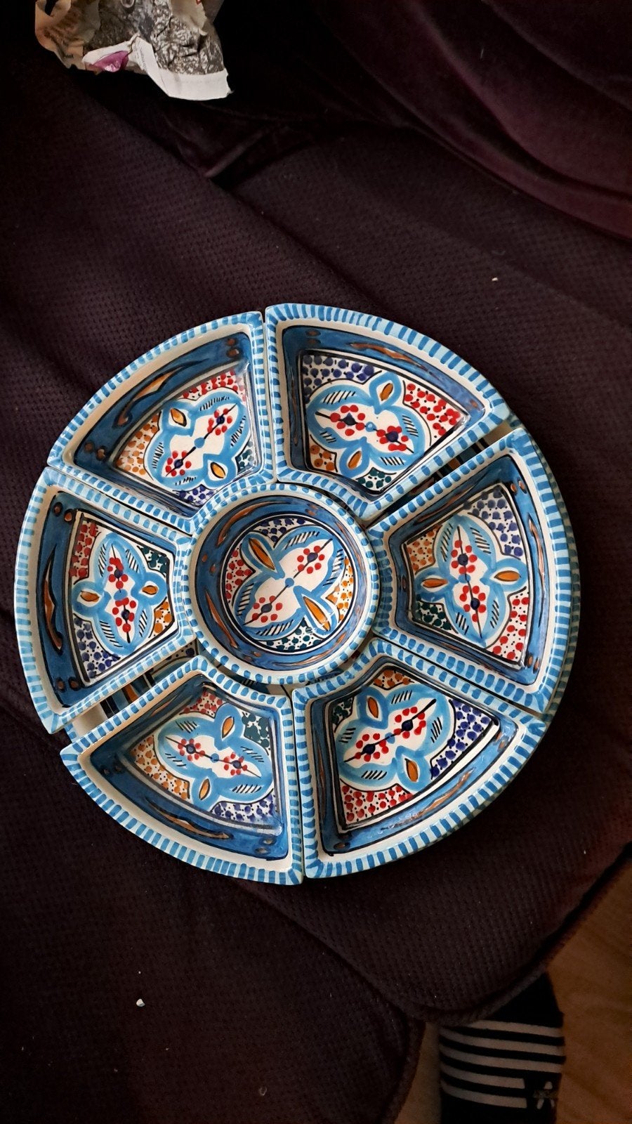 Decoratieve tapas Schaal met Kommetjes - Handgeschilderd, Aziatisch, Overige merken, Keramiek, Ophalen of Verzenden