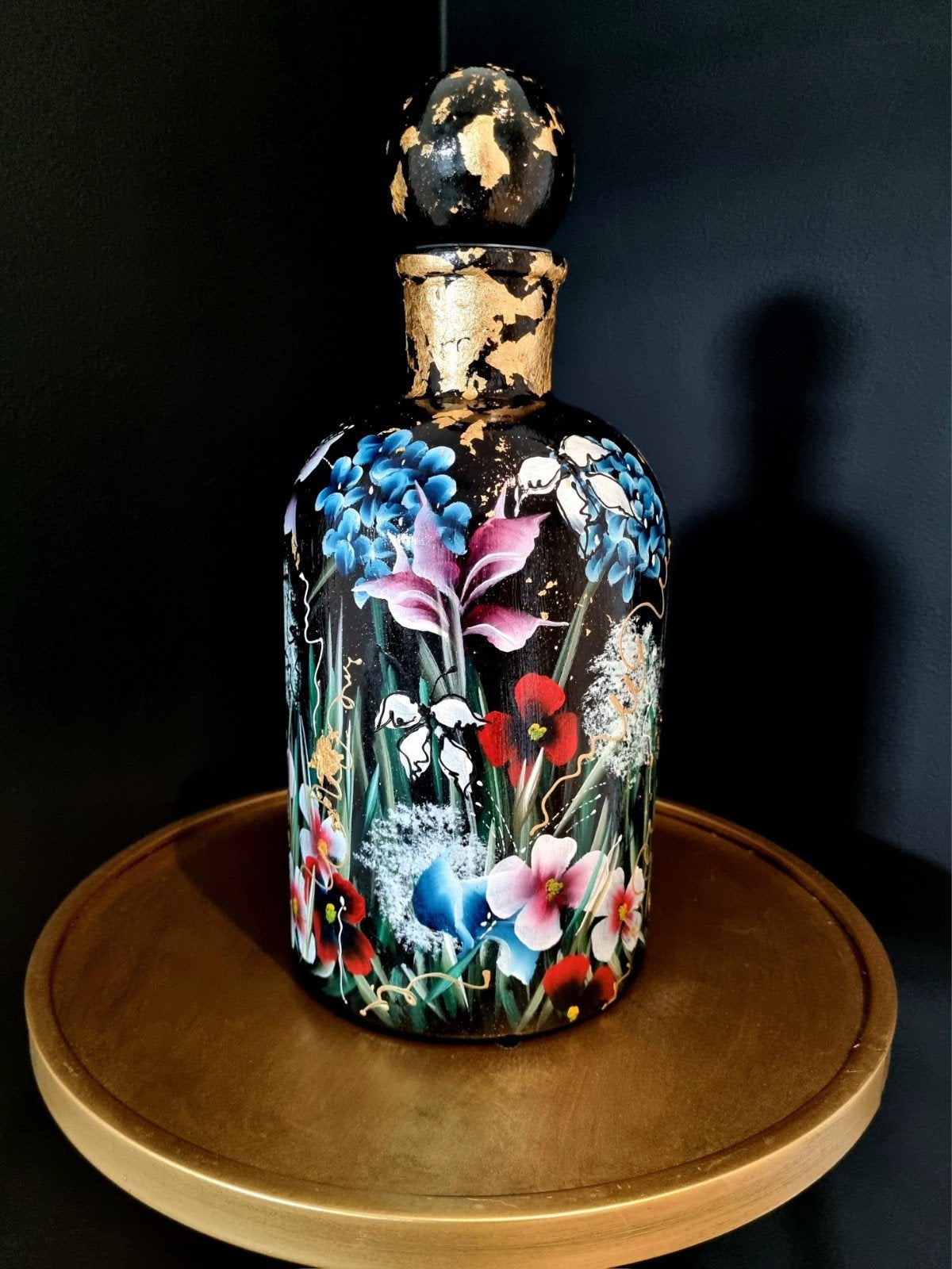 Handbeschilderde fles, Glas, Ophalen of Verzenden, Nieuw, Handgemaakt
