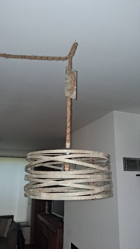 Hanglamp, Ophalen, Gebruikt, Natuurlijk materiaal, Industrieel