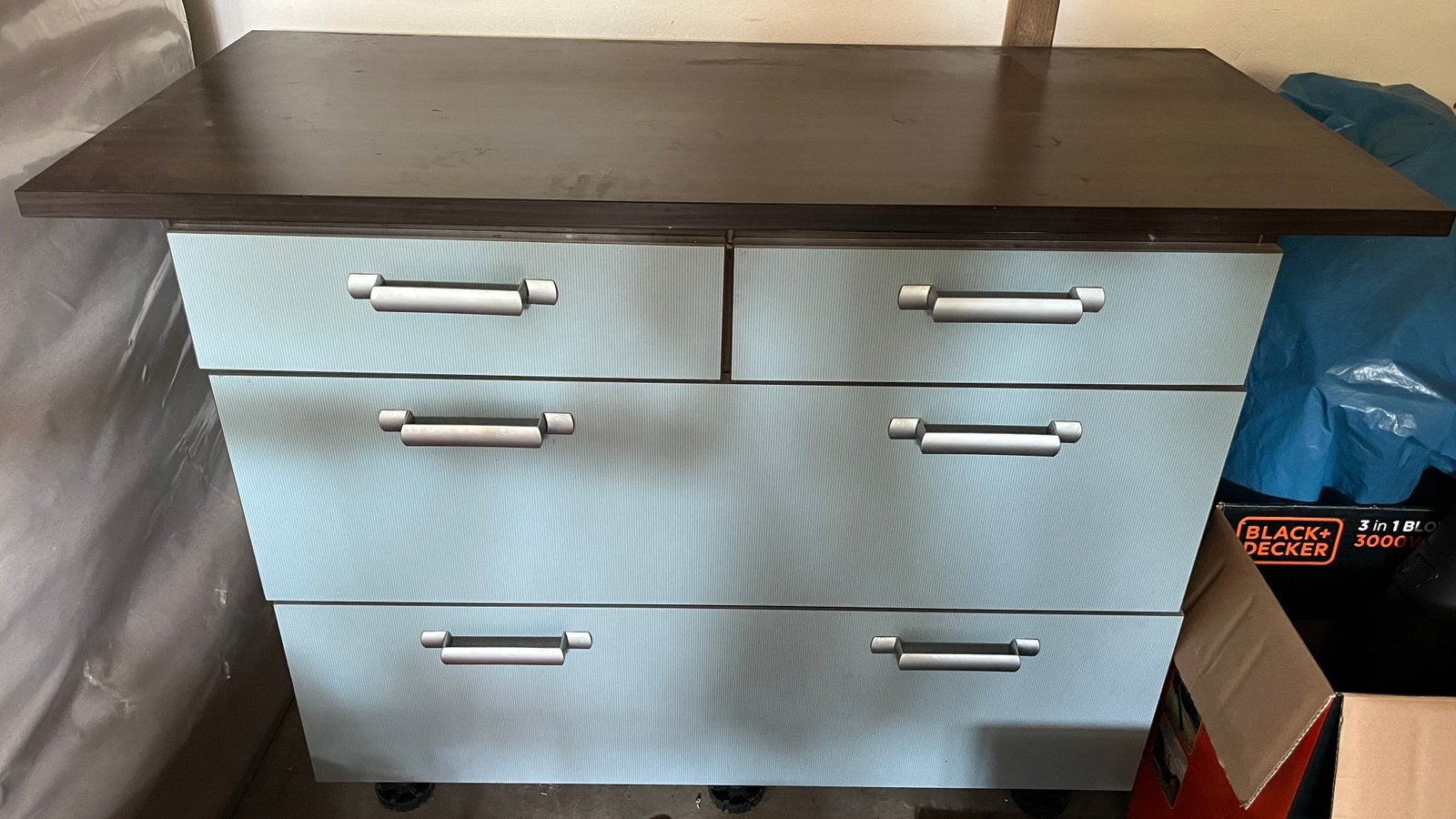 Lade blok, Ophalen, Gebruikt, Blauw, Enkelwandige keuken
