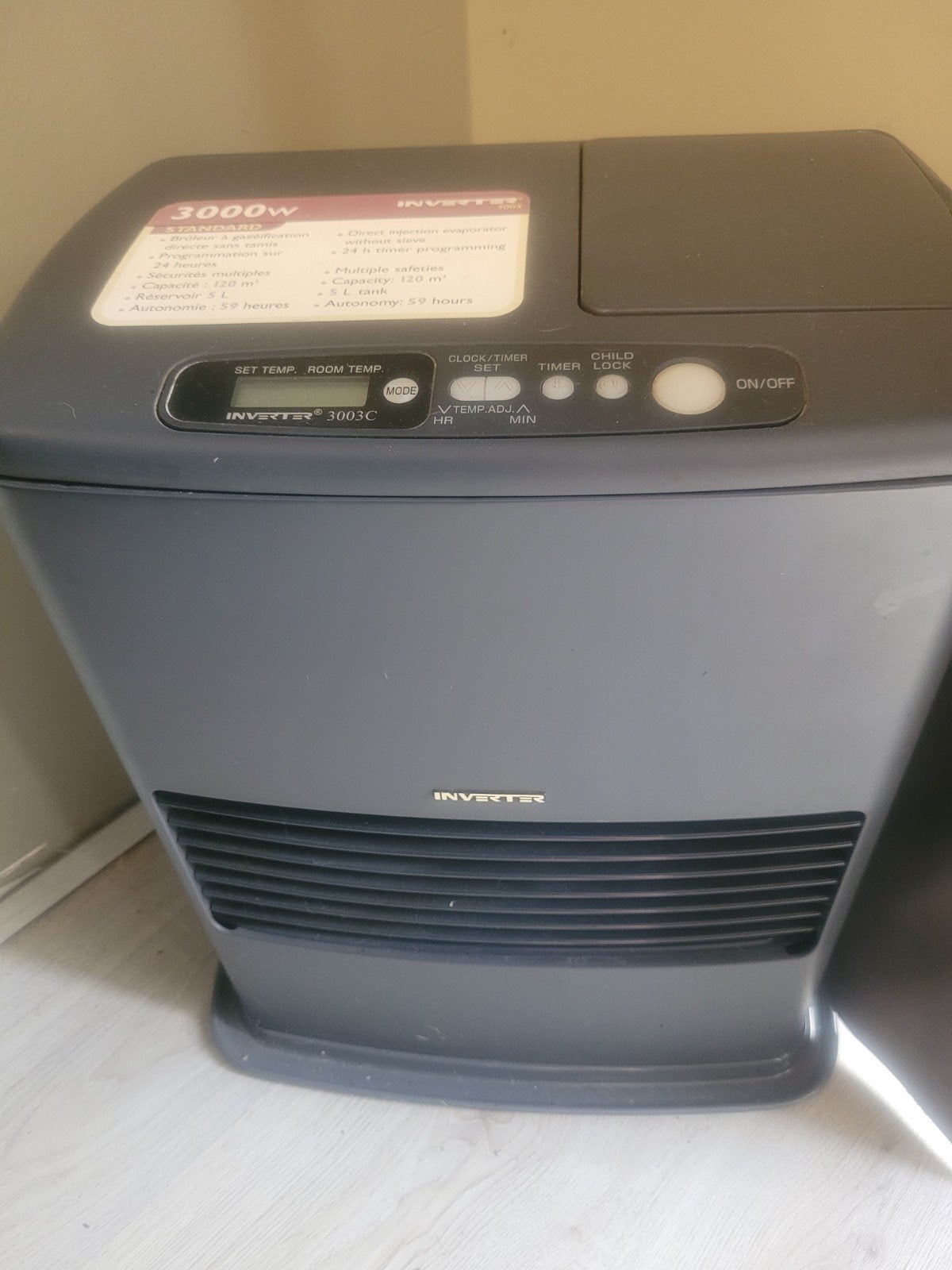 Inverter 3003C Petroleumkachel 3000W, Ophalen, Gebruikt, Verwarmen, Timer