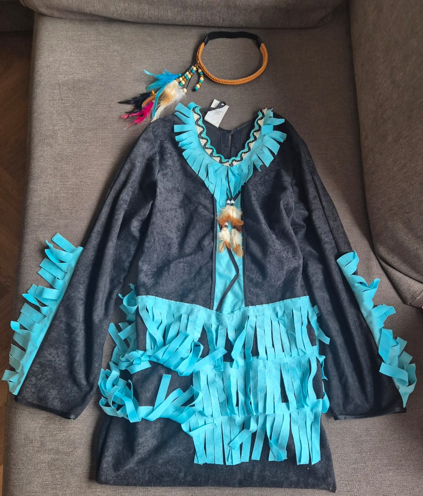 Indianenjurk Maat 164 met hoofdband, Ophalen of Verzenden, Gebruikt, 158 t/m 164, Meisje