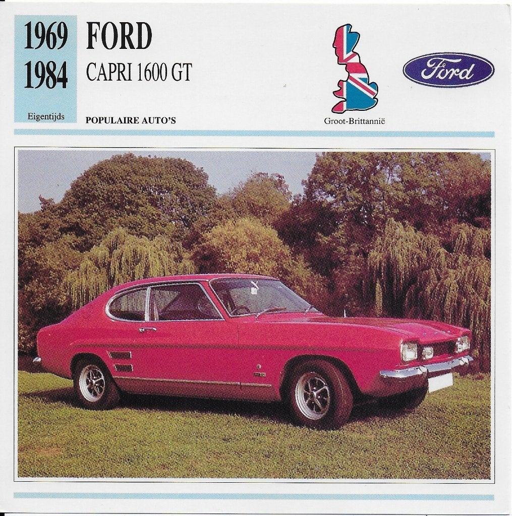 Ma673 autokaart ford capri 1600 gt ( 1969 - 1984 ), Ophalen of Verzenden, Zo goed als nieuw, Auto's