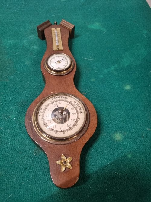 barometer vintage van hout, Ophalen of Verzenden, 'T Olde Gre-j, Info@toldegrej.nl, Endepoelstraat 20f Didam