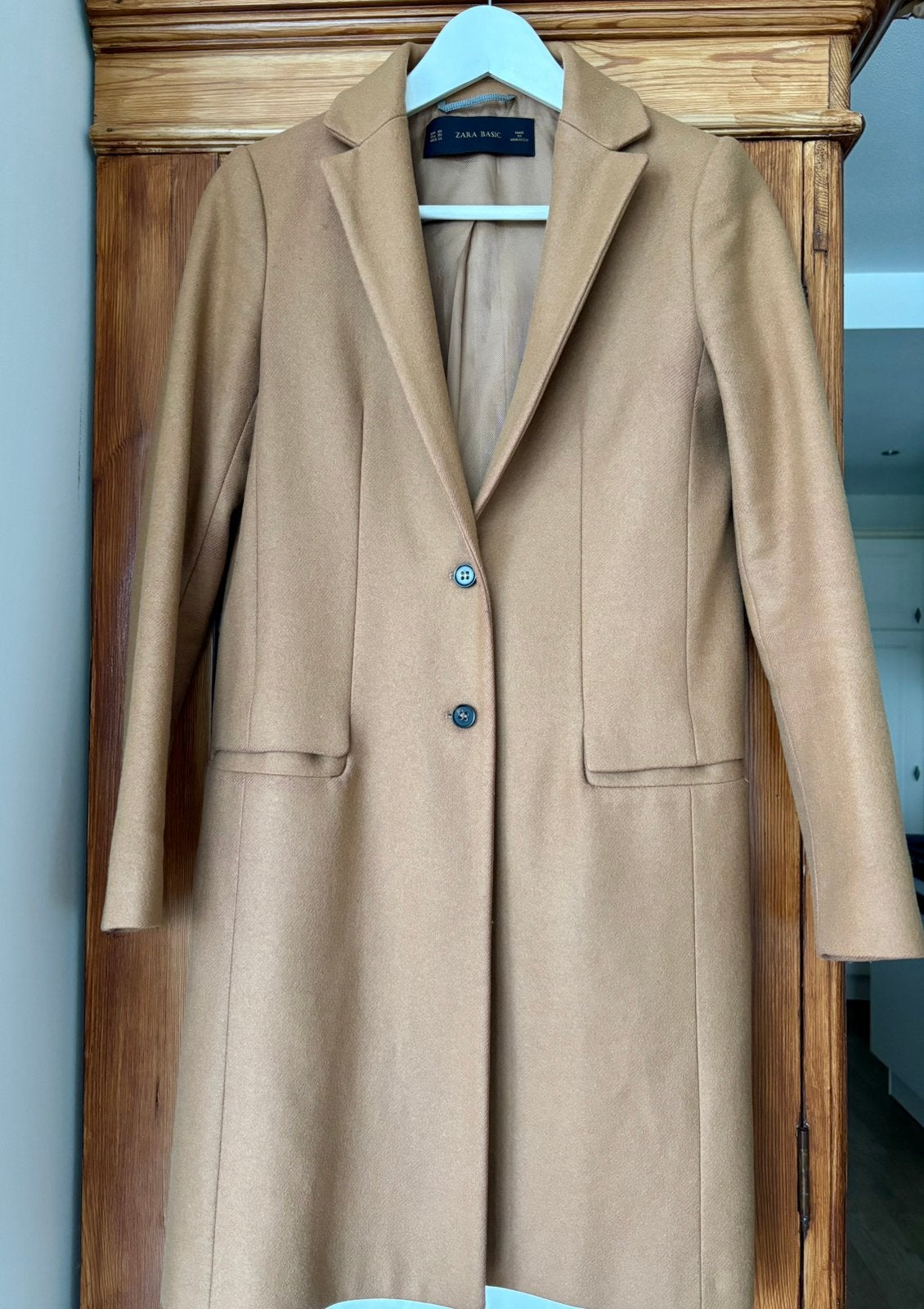 ZARA woman camel wollen jas/mantel XS, Bruin, Ophalen of Verzenden, Zo goed als nieuw, Maat 34 (XS) of kleiner