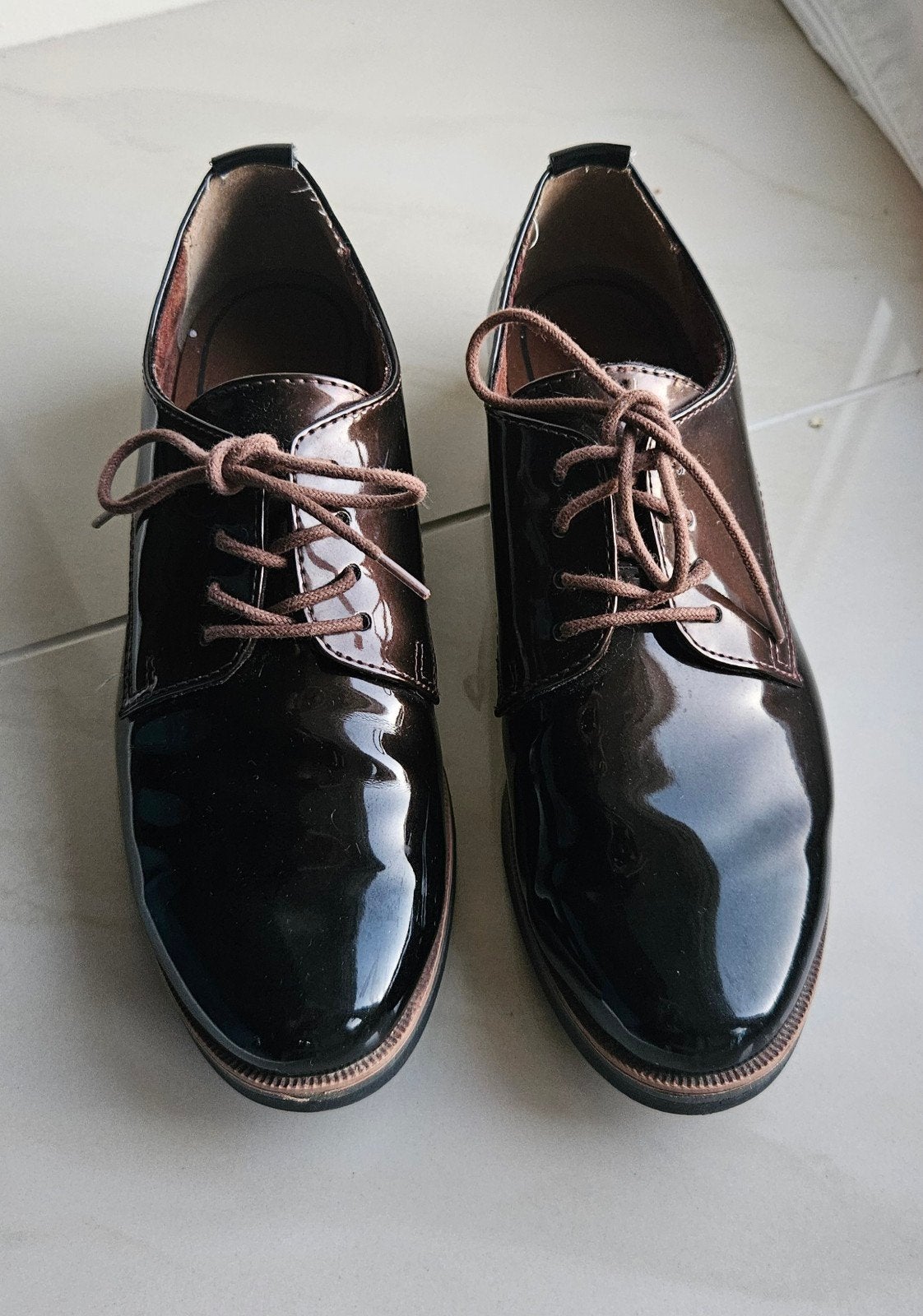 Bruine lakschoenen, Schoenen met lage hakken, Bruin, Marco Tozzi, Ophalen of Verzenden