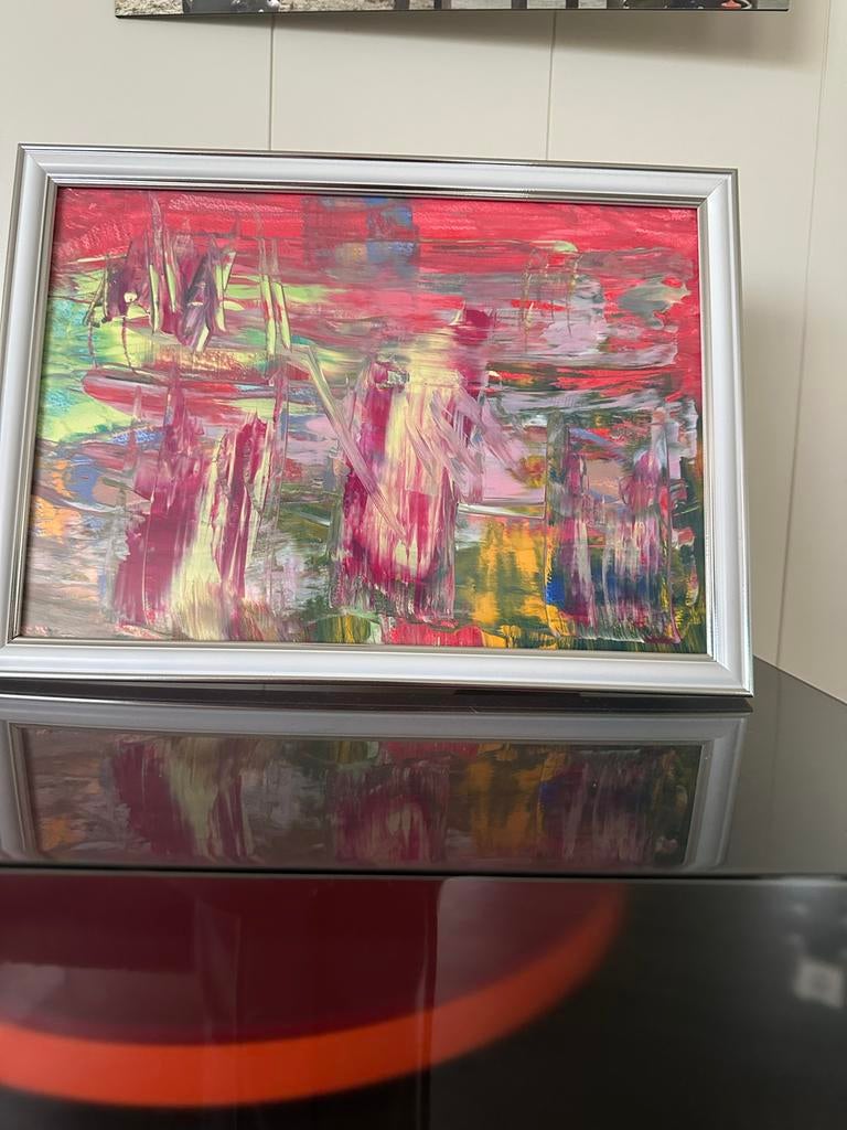 Origineel Abstract Schilderij  in Lijst, Antiek en Kunst, Ophalen of Verzenden