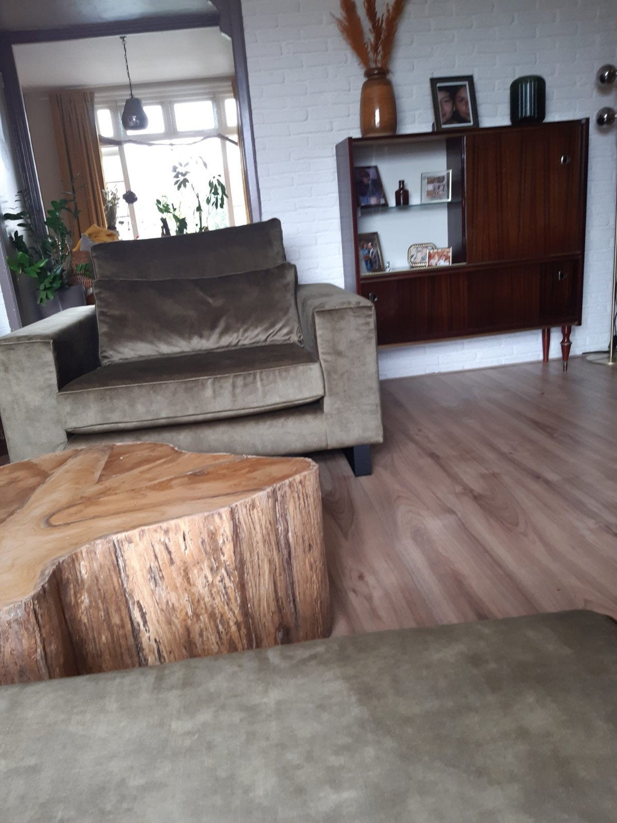 Comfortabele fauteuil ( loveseat) in mosgroen, Ophalen, Modern, Comfortabel, 75 tot 100 cm, Zo goed als nieuw