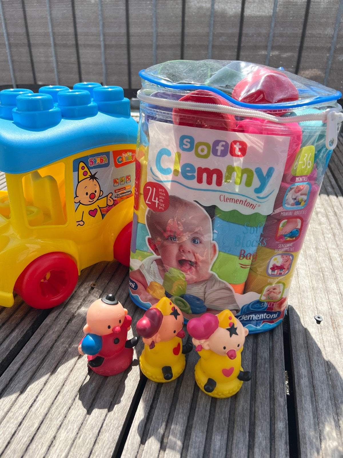 Clementoni soft blocks en Bumba busje met poppetjes, Ophalen, Gebruikt, Overige typen, Met wieltjes