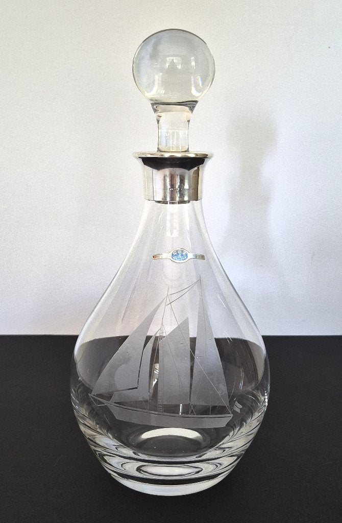 Kristallen karaf "Zeilschip" met zilveren kraag, Ophalen of Verzenden, Zilver