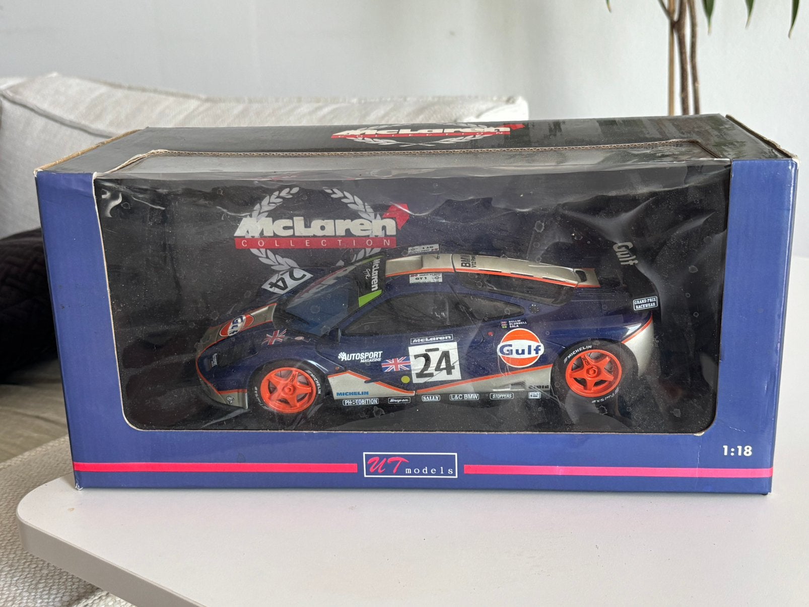 1:18 UT Models McLaren F1 GTR '95 #24 Le Mans 'Gulf', Ophalen of Verzenden, Zo goed als nieuw, Overige merken