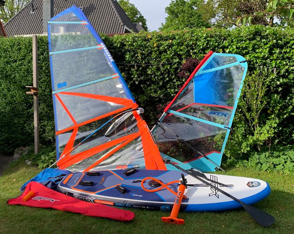Complete set: STX iWindsurf WS Freeride 280, Watersport en Boten, Windsurfen, Ophalen, 250 tot 300 cm, Met draagtas, Zo goed als nieuw