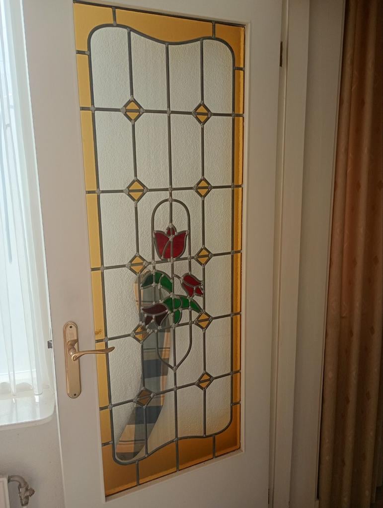 Glas in lood deur - 211x77 cm, Doe-het-zelf en Verbouw, Deuren en Horren, Ophalen, Gebruikt, Minder dan 80 cm, Binnendeur